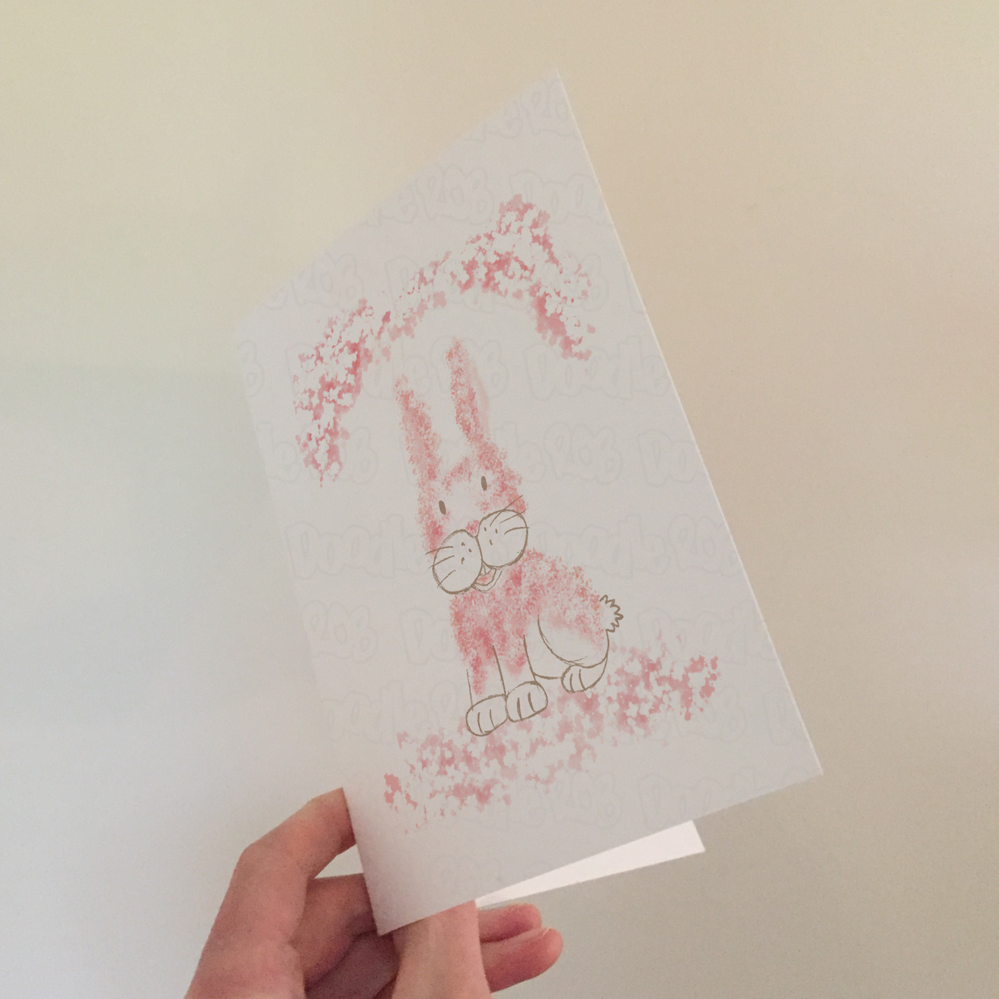 Floral Easter Bunny Card - Cherry Blossom Bunny - Wildlife Card For Her