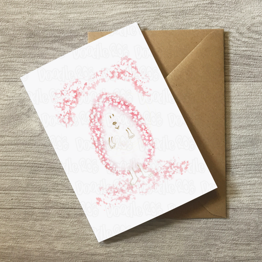 Floral Hedgehog Card - Cherry Blossom Hedgehog - Wildlife Card For Her