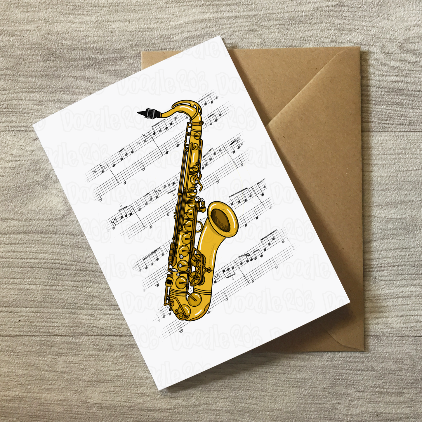 Saxophone Greeting Card (Colour) - Saxophonist Birthday Card - Musician Card