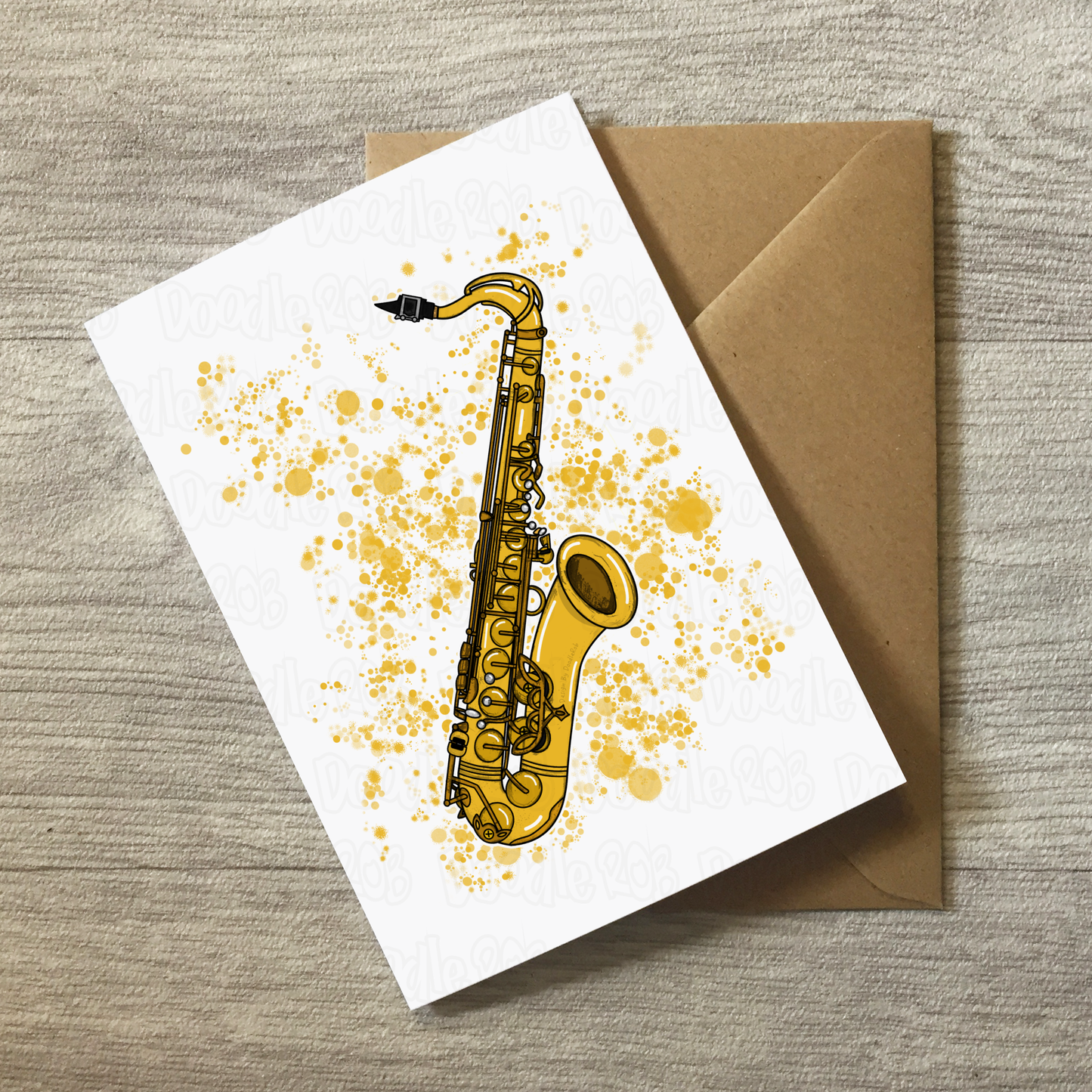 Saxophone Greeting Card (Paint Splatter) - Saxophonist Birthday Card - Sax Player Card