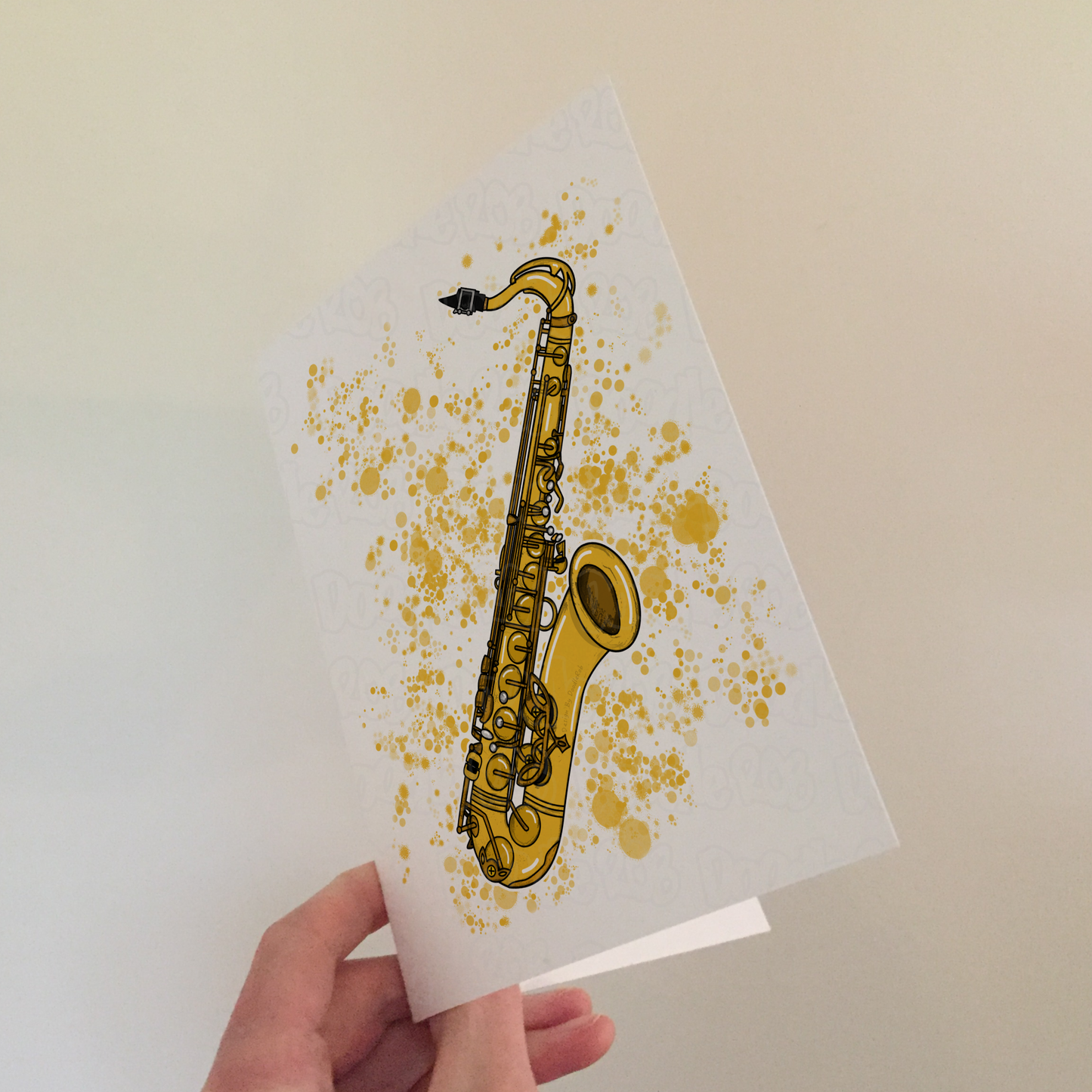 Saxophone Greeting Card (Paint Splatter) - Saxophonist Birthday Card - Sax Player Card