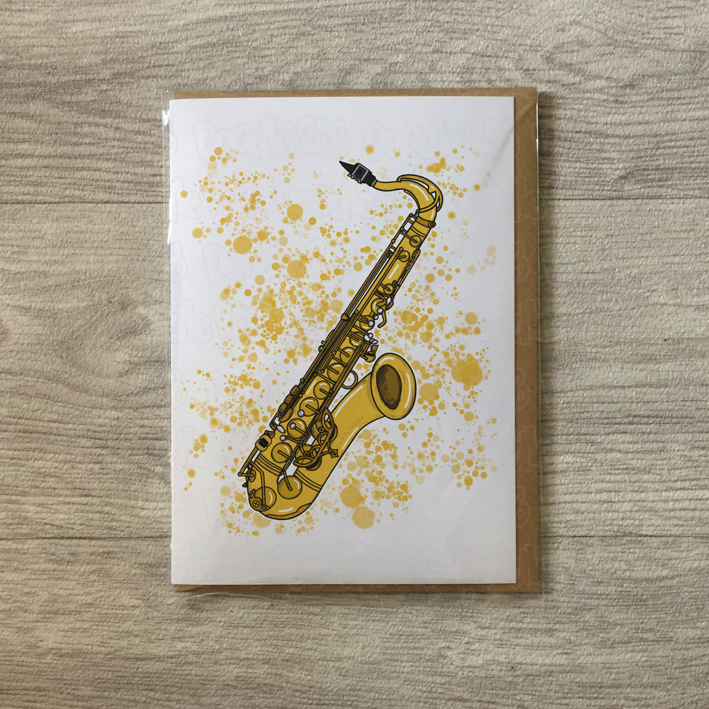 Saxophone Greeting Card (Paint Splatter) - Saxophonist Birthday Card - Sax Player Card