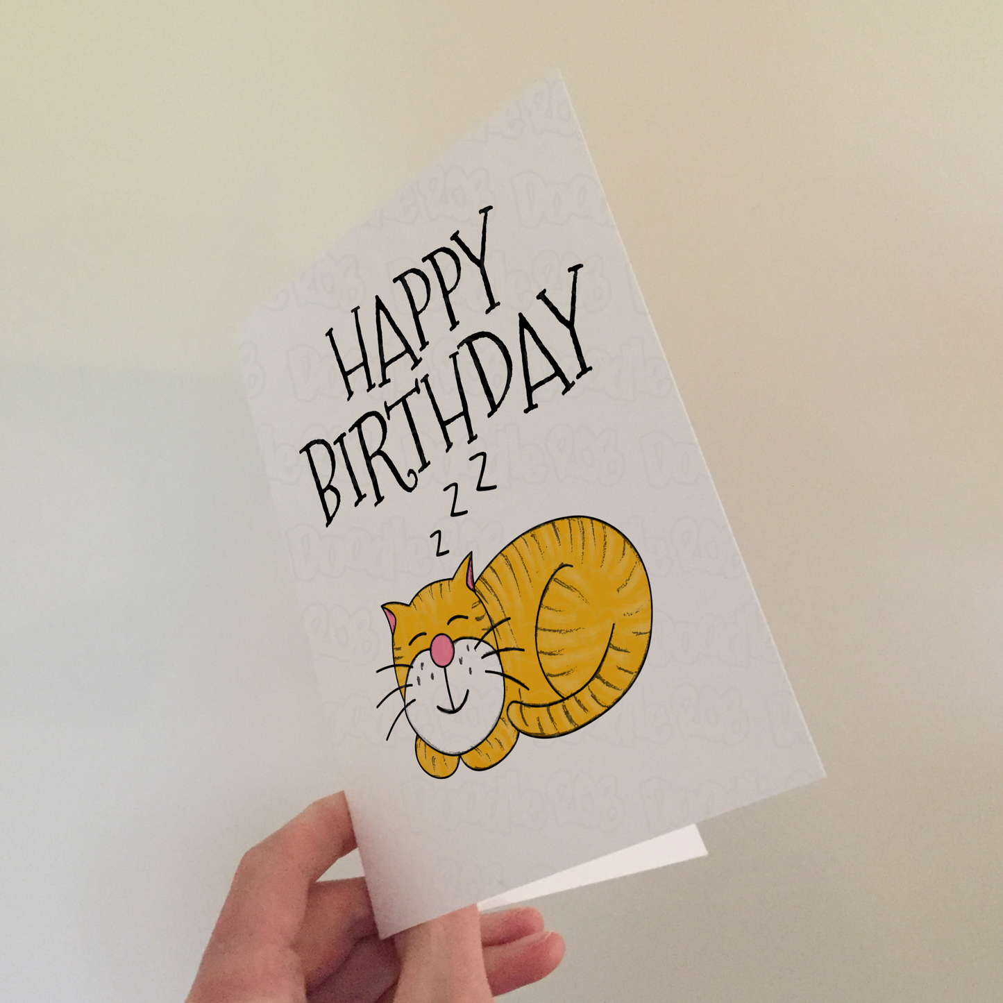 Cat Birthday Card - Sleeping Cat Greeting Card - Birthday Card For Cat Lover