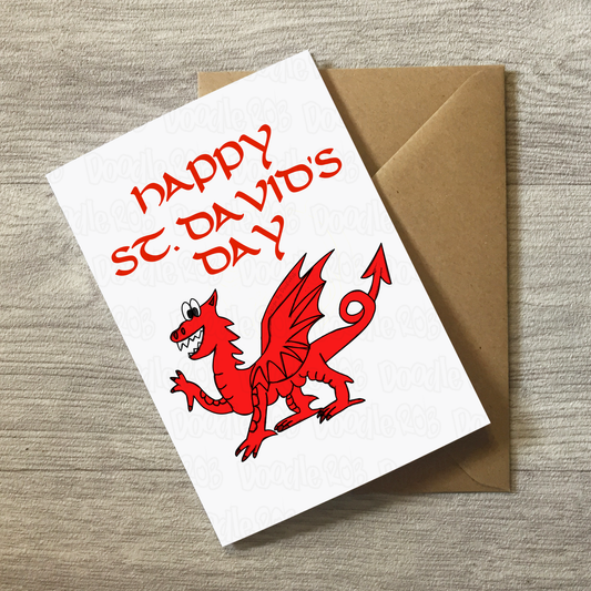 Happy St David's Day Card - Welsh Dragon