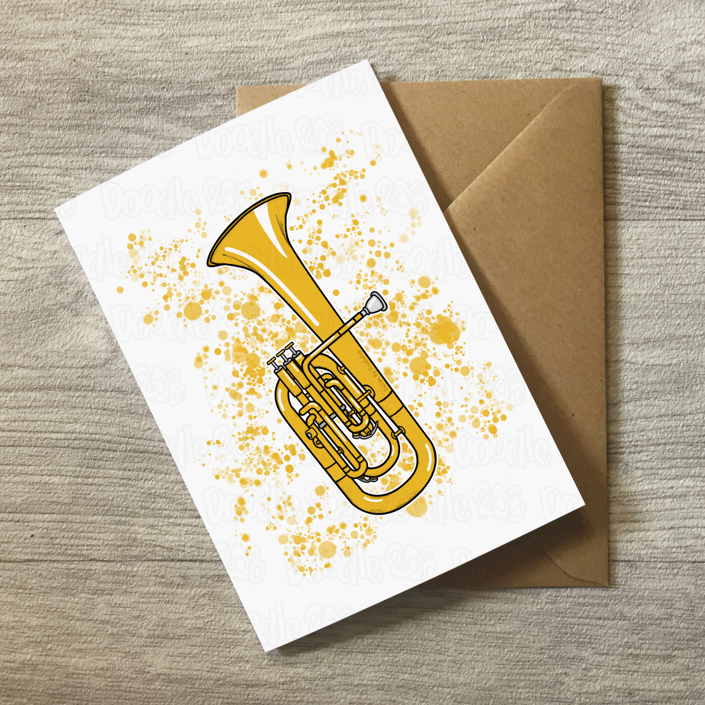 Tenor Horn Greeting Card (Paint Splatter) - Horn Player Birthday Card - Brass Musician Card