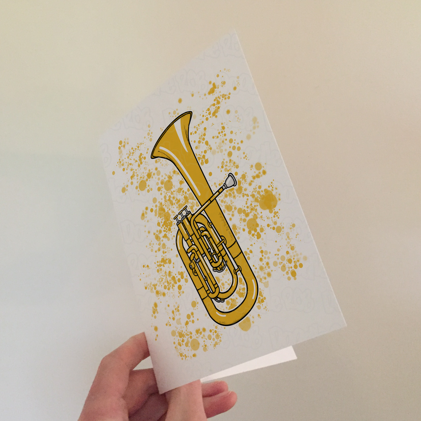 Tenor Horn Greeting Card (Paint Splatter) - Horn Player Birthday Card - Brass Musician Card