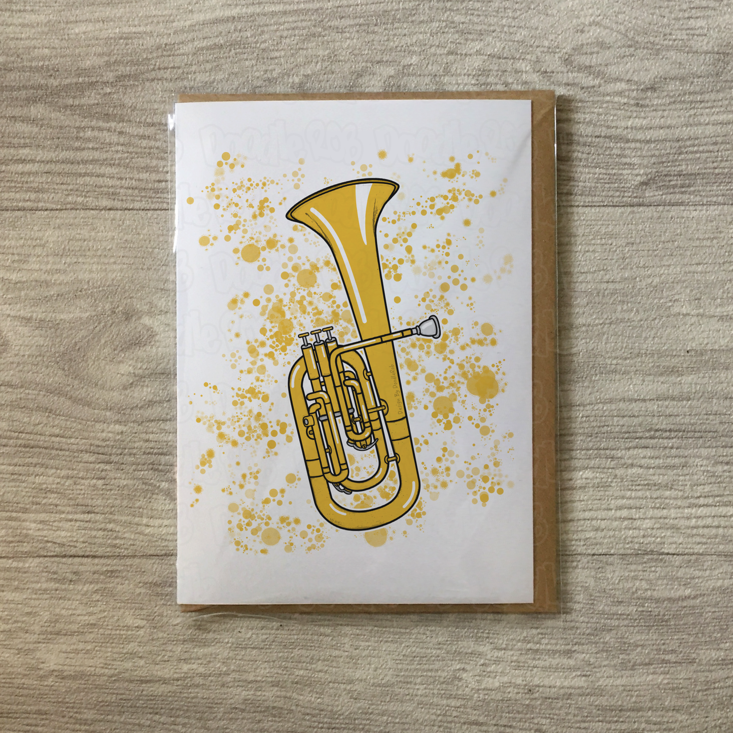 Tenor Horn Greeting Card (Paint Splatter) - Horn Player Birthday Card - Brass Musician Card