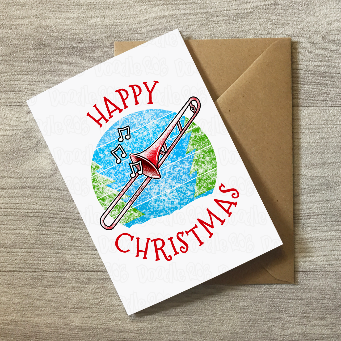 Trombone Christmas Card - Trombonist Xmas Card - Brass Musician Christmas Card