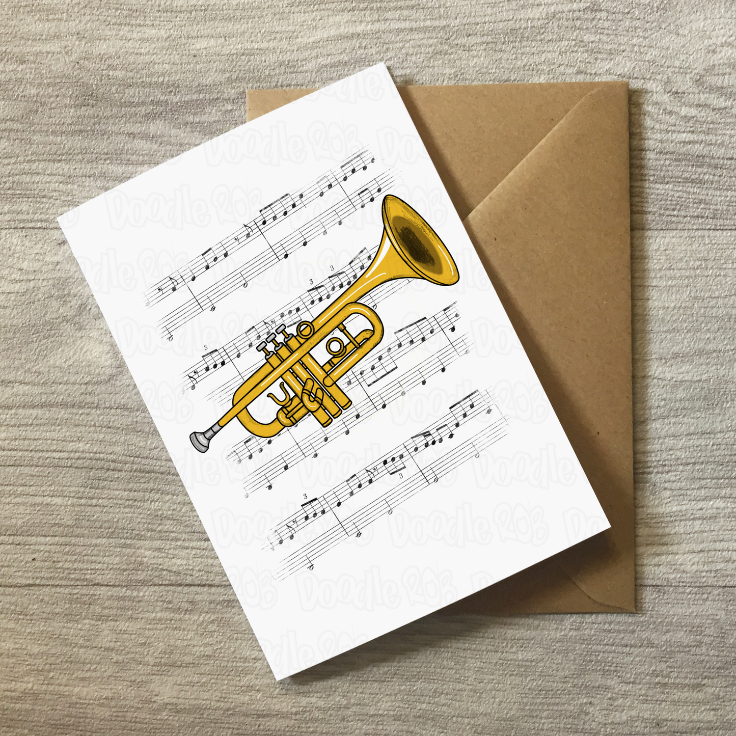 Trumpet Greeting Card (Colour) - Trumpeter Birthday Card - Brass Musician Card