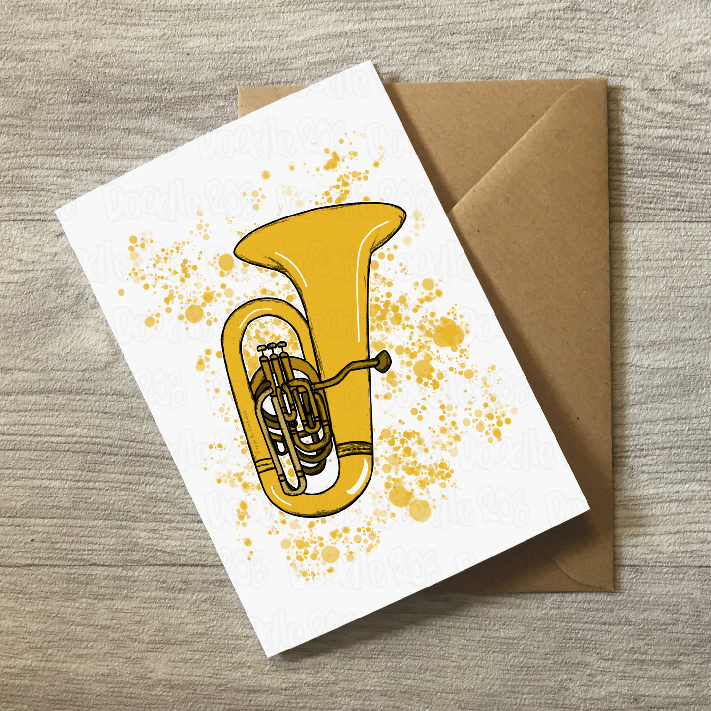 Tuba Greeting Card (Paint Splatter) - Tubaist Card - Tuba Teacher Thank You - Brass Musician Card