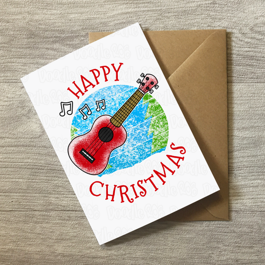 Ukulele Christmas Card - Uke Player Xmas Card - Music Teacher Christmas Card