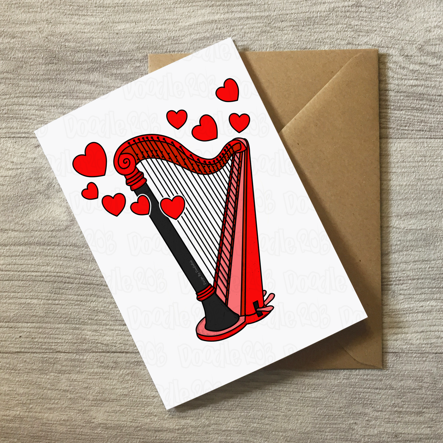 Harp Greeting Card - Wedding Harpist Card - String Musician Anniversary Card