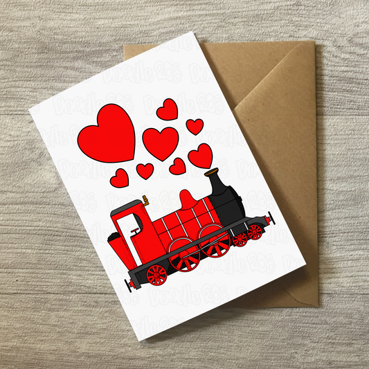 Train Valentines Card - Steam Locomotive Anniversay Card