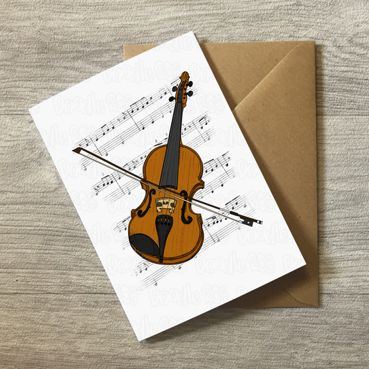 Violin Greeting Card (Colour) - Violinist Birthday Card - String Musician Card