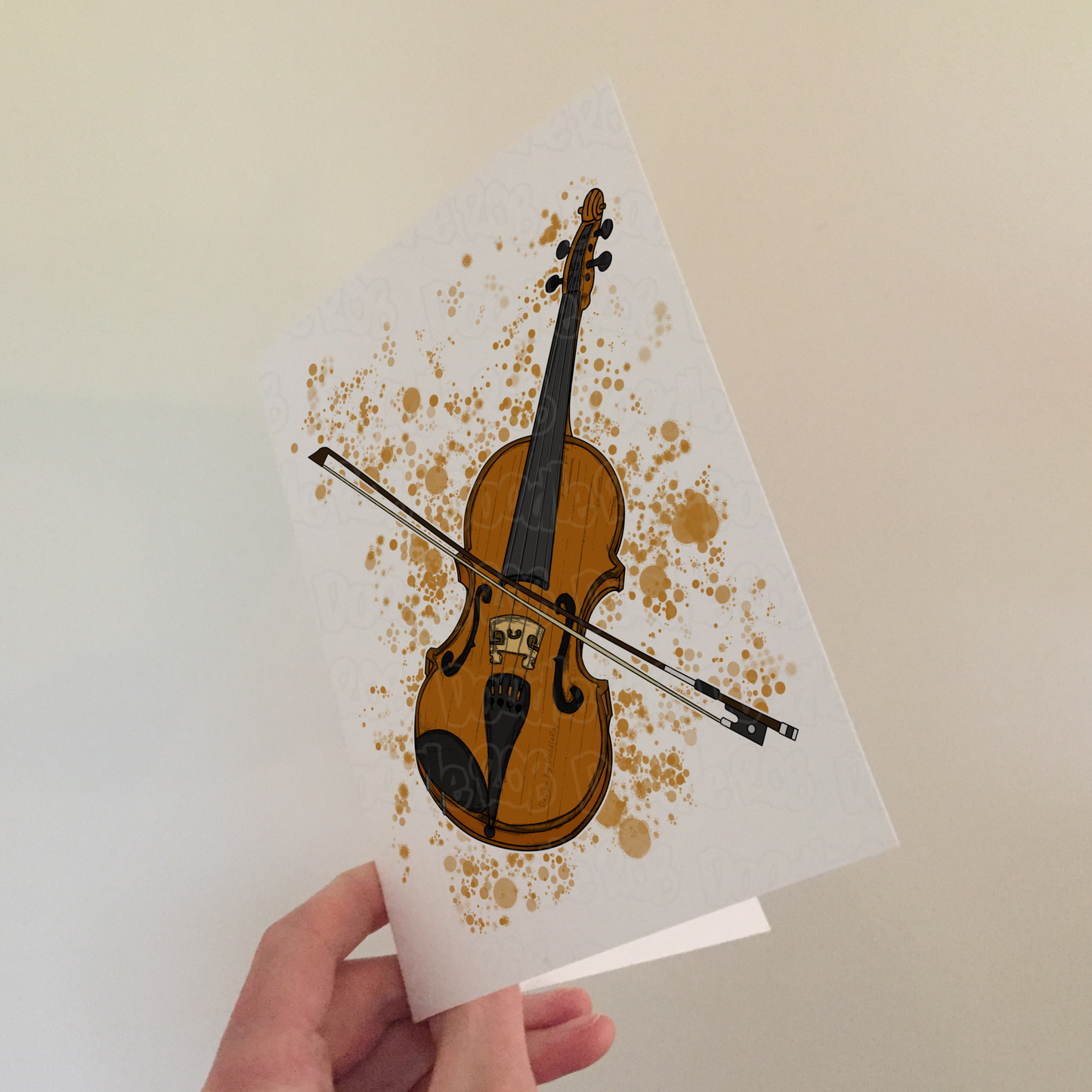 Violin Greeting Card (Paint Splatter) - Violinist Card - String Teacher Card