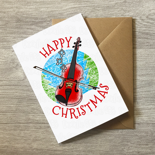 Violin Christmas Card - Violinist Xmas Card - Music Teacher Christmas Card