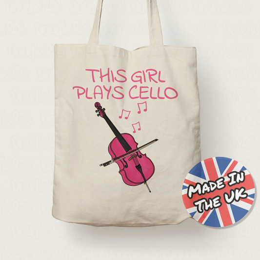 Pink Cello Tote Bag - This Girl Plays Cello - Female Cellist Tote Bag - String Musician Gift For Her