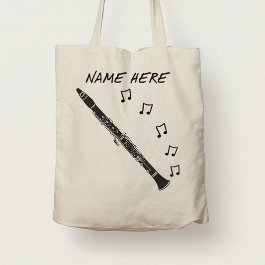 Clarinet Personalised Tote Bag - Custom Clarinetist Gift - Clarinet Teacher Gift