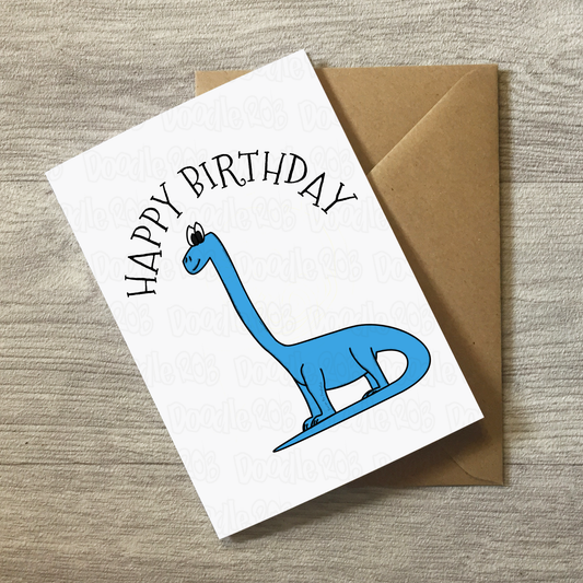 Dinosaur Birthday Card - Diplodocus Birthday Card - Birthday Card For Boy