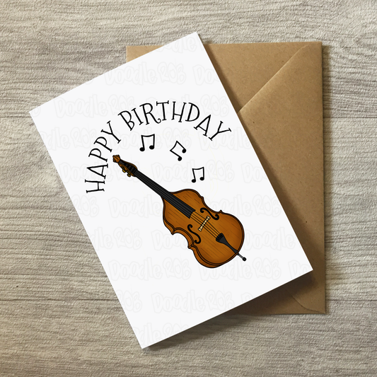 Double Bass Birthday Card - Bassist Greeting Card - Jazz Musician Birthday Card