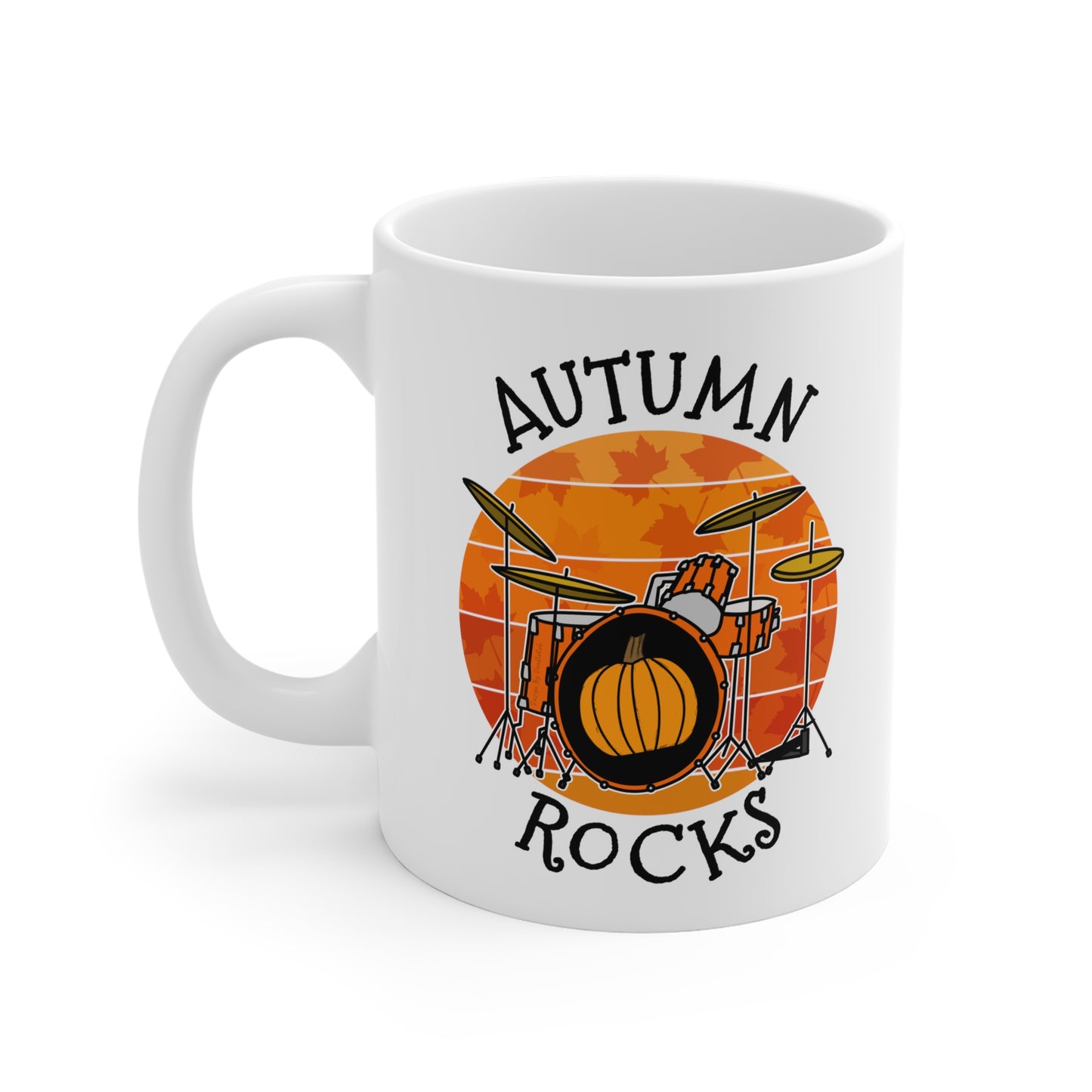 Autumn Drummer Mug - Autumn Rocks - Back To School Gift For Drum Teacher