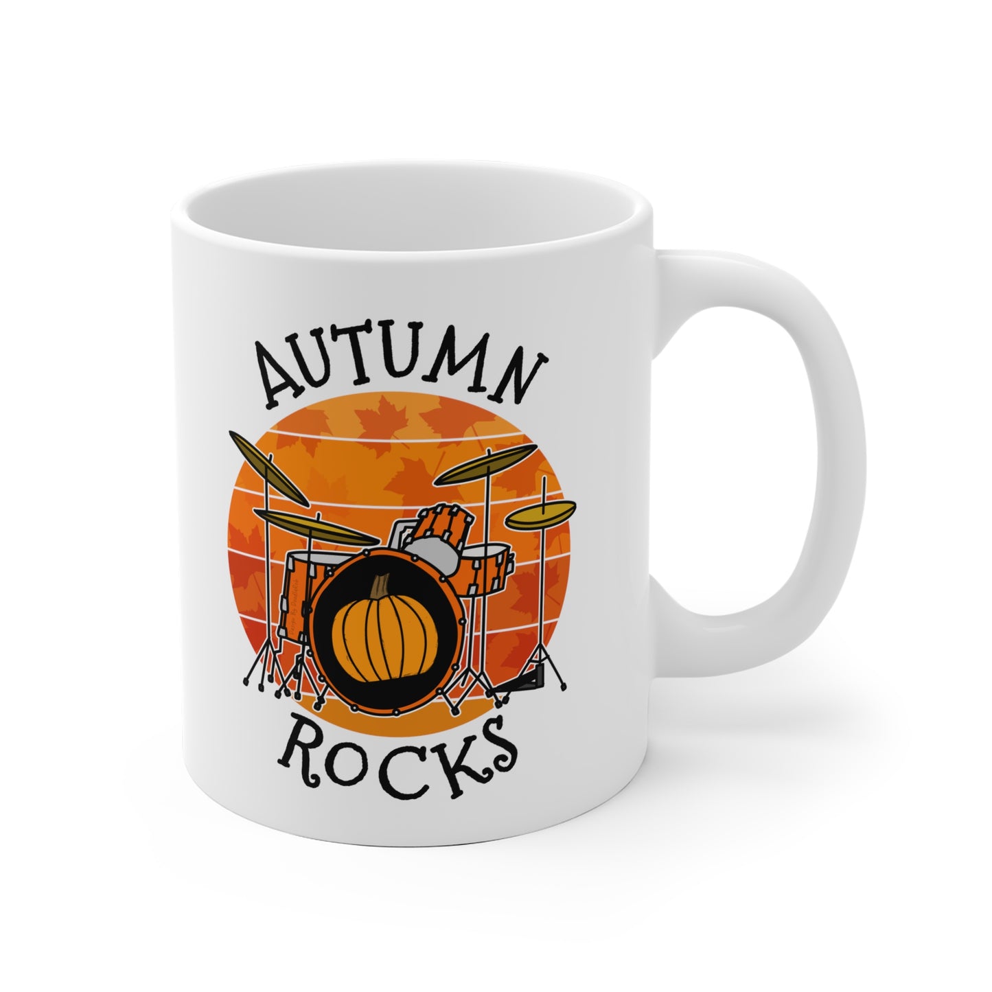 Autumn Drummer Mug - Autumn Rocks - Back To School Gift For Drum Teacher