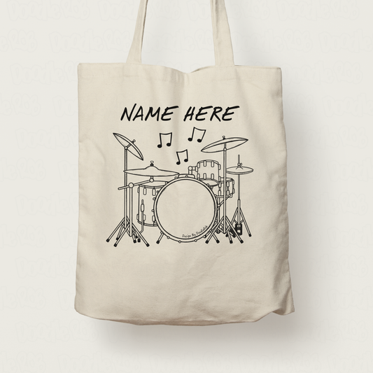 Drummer Custom Tote Bag (Outline) - Personalised Gift For Drum Teacher - Percussionist Gift