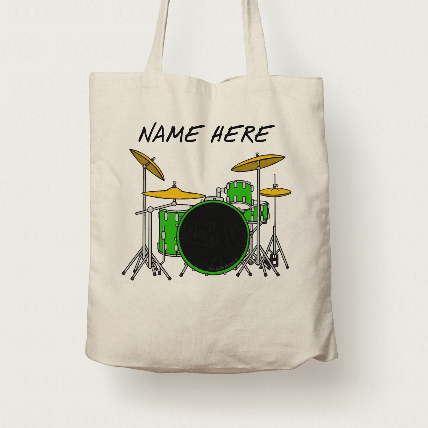 Drummer Personalised Tote Bag - Green Drum Kit Gift - Custom Drum Teacher Gift