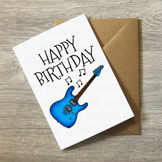 Guitar Birthday Card - Electric Guitar Teacher - Rock Musician Card