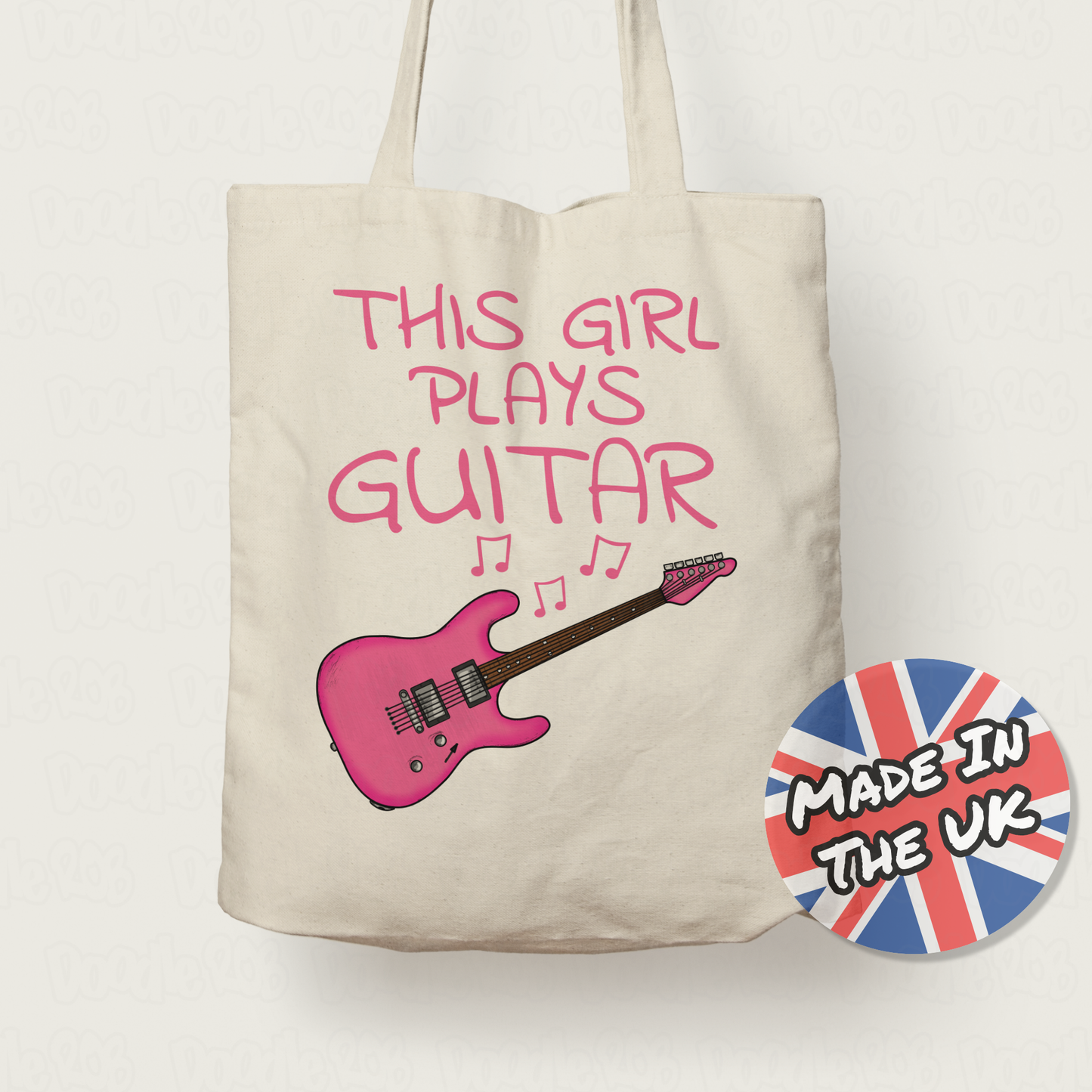 Pink Electric Guitar Tote Bag - This Girl Plays Guitar - Female Guitarist Gift - Guitar Gift For Girl