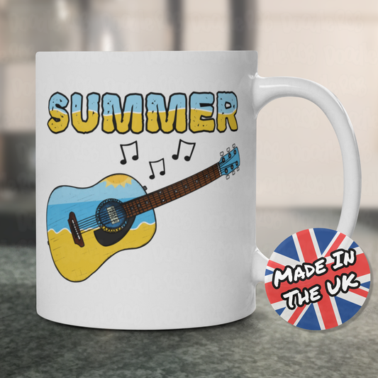 Acoustic Guitar Summer Mug - Guitarist Gift - Guitar Teacher Mug