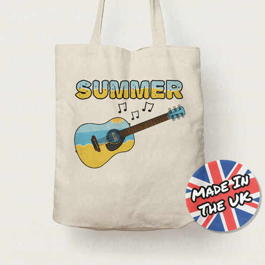 Acoustic Guitar Summer Tote Bag - Guitarist Gift - Summer Musician Tote Bag