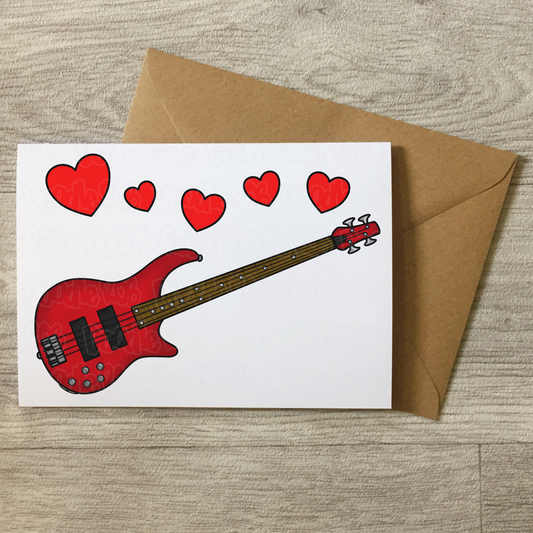 Bass Guitar Anniversary Card - Bassist Greeting Card - Wedding Musician Card