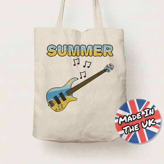 Bass Guitar Summer Tote Bag - Bassist Gift - Summer Musician Tote Bag