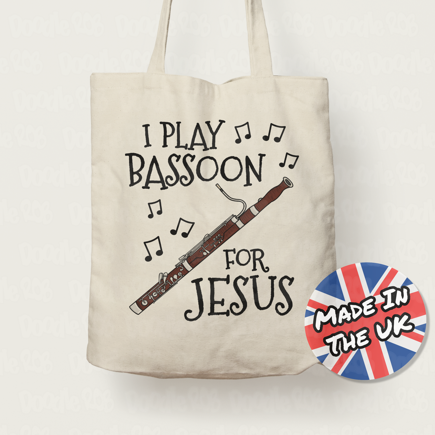 Christian Bassoon Tote Bag - I Play Bassoon For Jesus - Church Bassoonist Gift