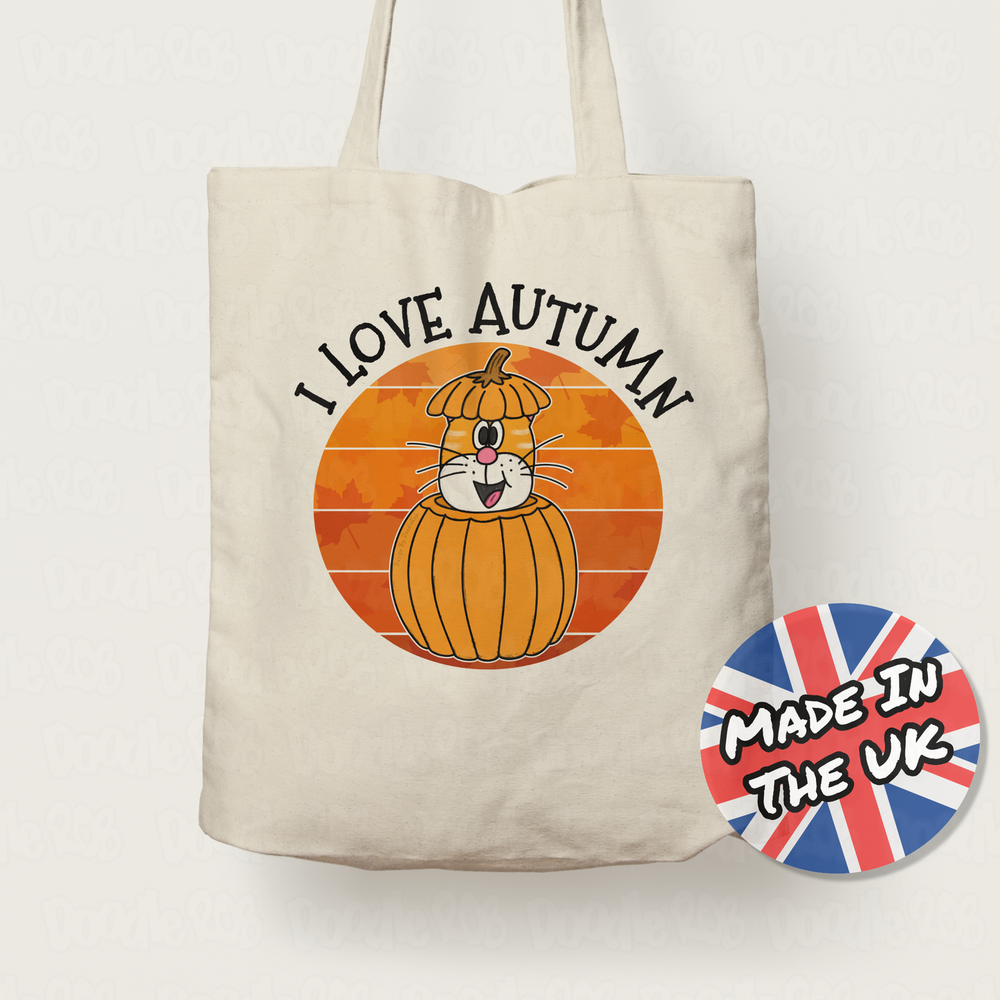 Autumn Cat Tote Bag - I Love Autumn - Cat Pumpkin - Halloween Alternative Gift