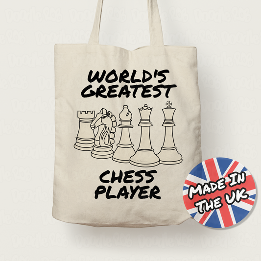 Funny Chess Tote Bag - World's Greatest Chess Player - Chess Teacher Gift