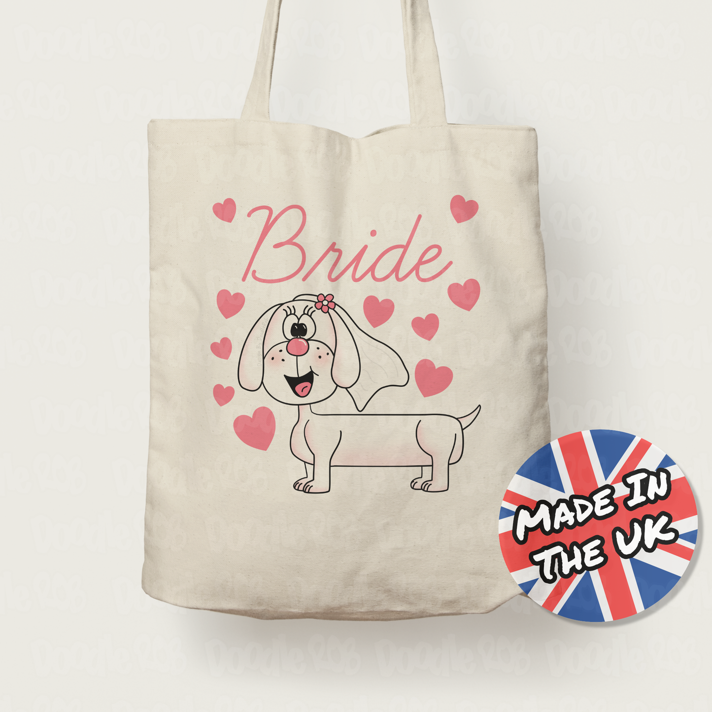 Dachshund Bride Tote Bag - Bridal Gift For Dog Lover - Cute Hen Party Gift For Bride