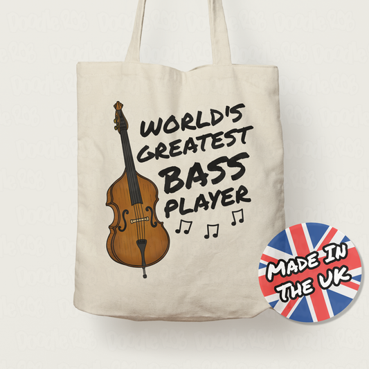 Double Bass Tote Bag - World's Greatest Bass Player - Gift For Bassist - Jazz Musician Gift