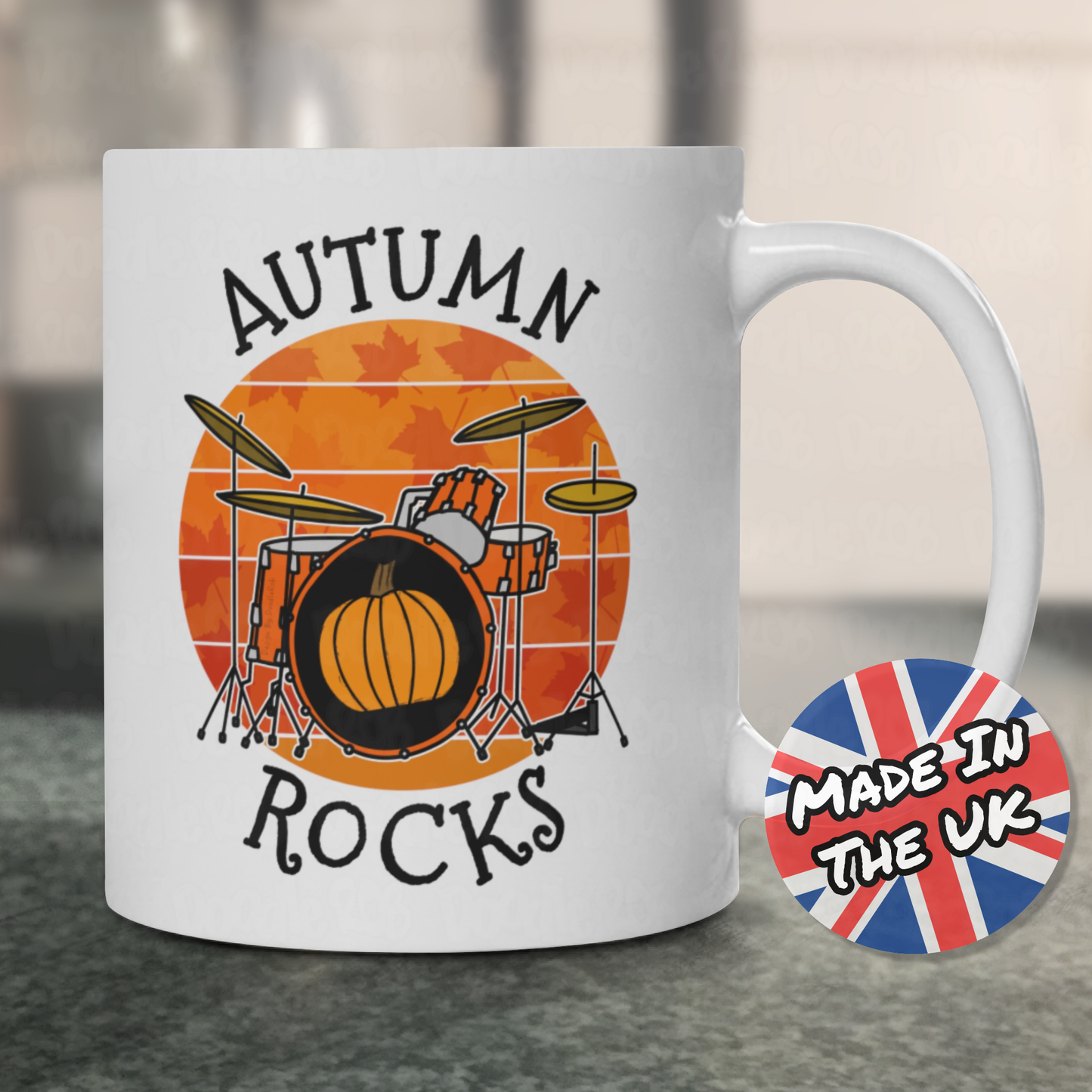 Autumn Drummer Mug - Autumn Rocks - Back To School Gift For Drum Teacher