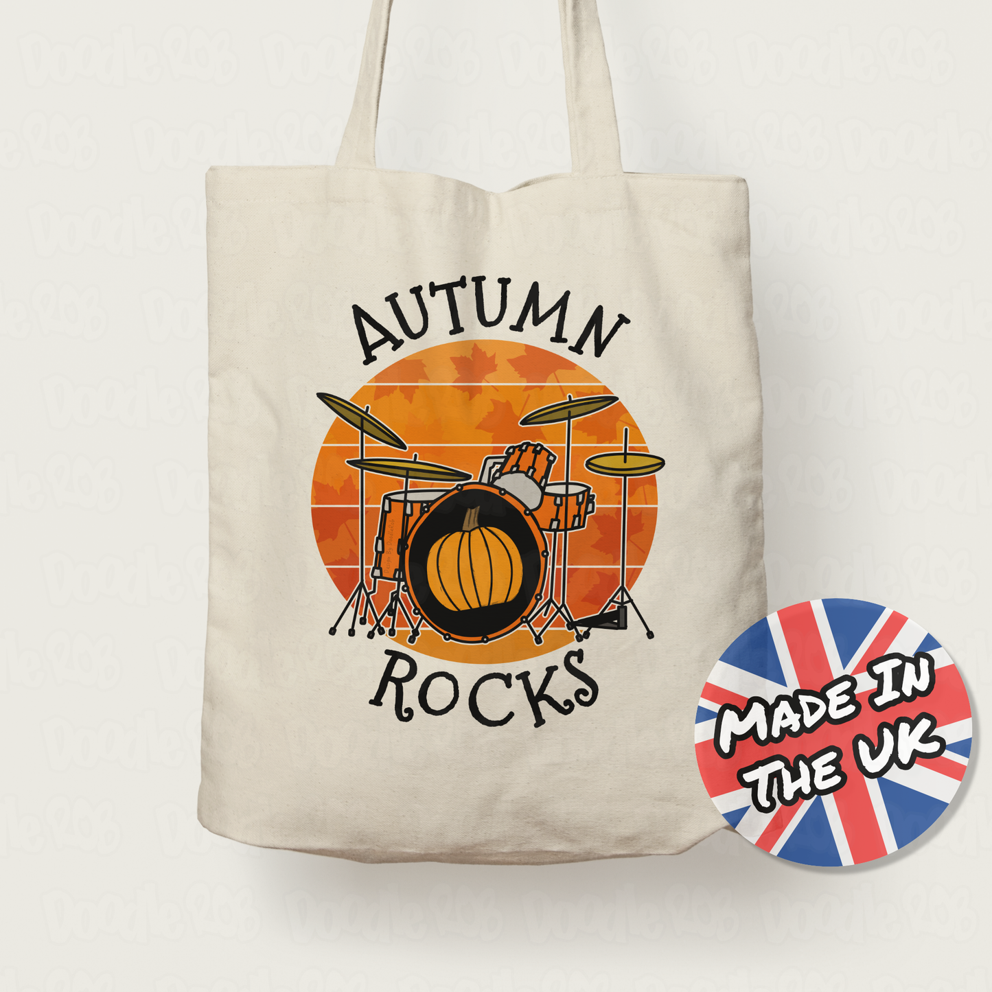 Autumn Drummer Tote Bag - Autumn Rocks - Drum Teacher Back To School Gift