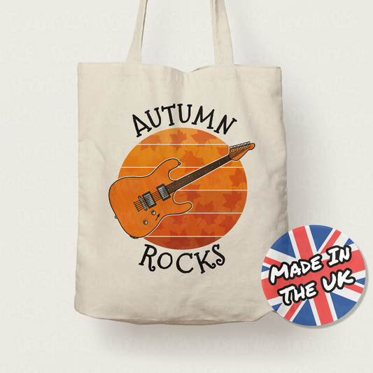 Autumn Electric Guitar Tote Bag - Autumn Rocks - Electric Guitarist - Guitar Teacher Gift