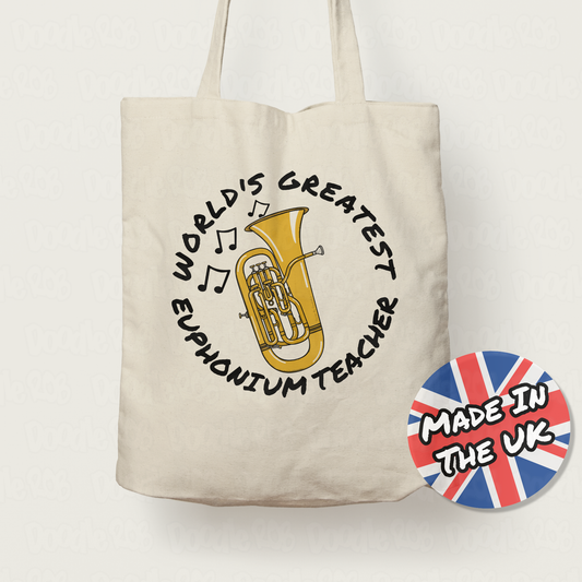 Euphonium Tote Bag - World's Greatest Euphonium Teacher - Brass Musician Gift