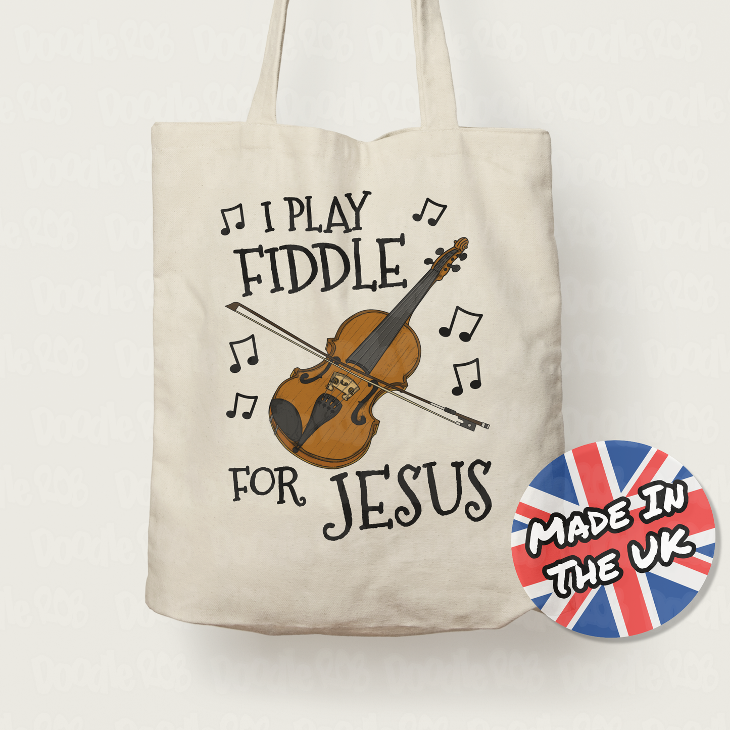 Christian Fiddle Player Tote Bag - I Play Fiddle For Jesus - Church Fiddler Gift