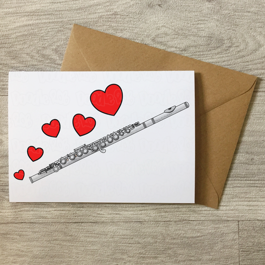 Flute Anniversary Card - Flautist Greeting Card - Wedding Musician Card