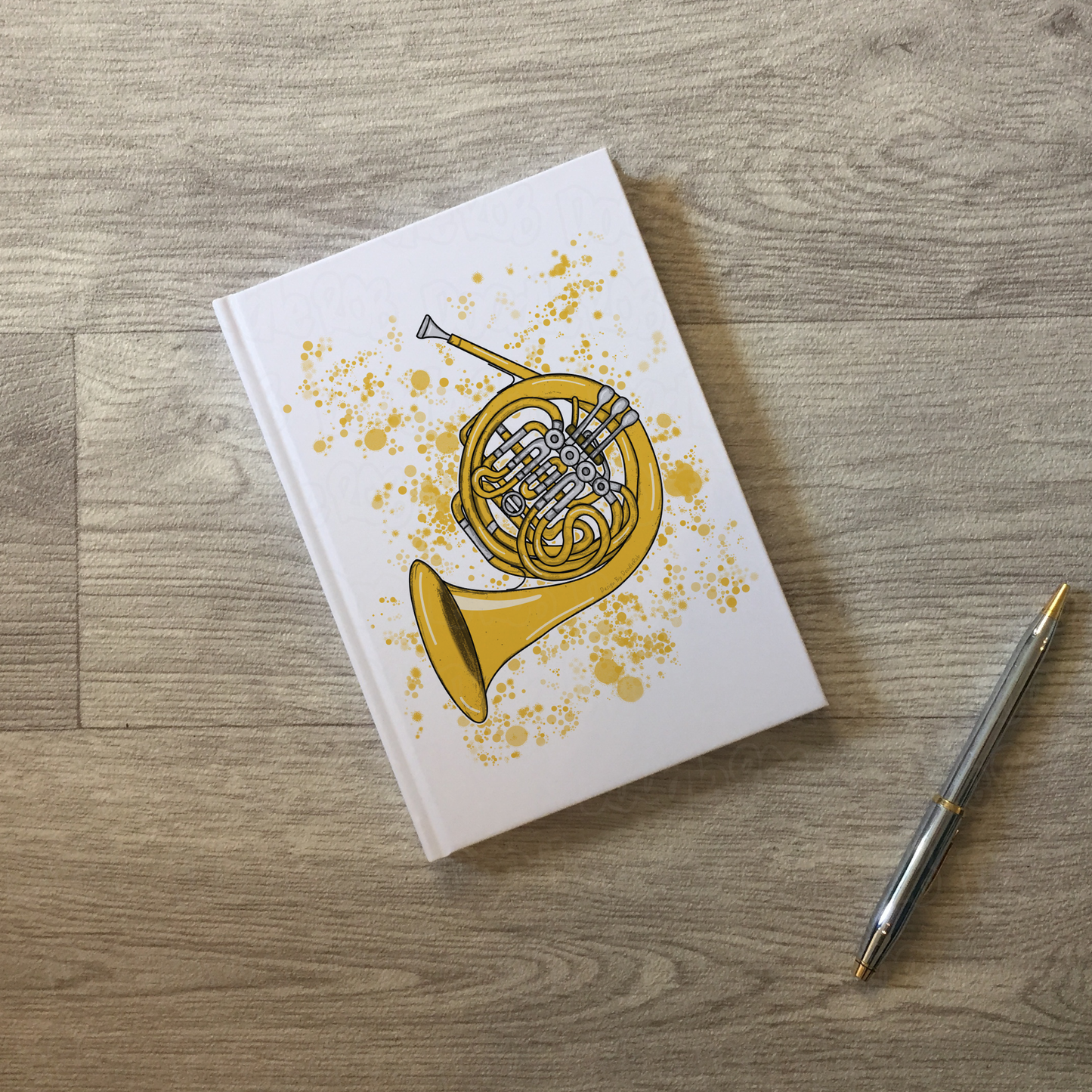 French Horn Hardcover Journal - Horn Player Notebook - Brass Musician Gift