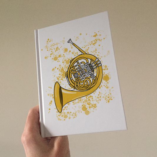 French Horn Hardcover Journal - Horn Player Notebook - Brass Musician Gift