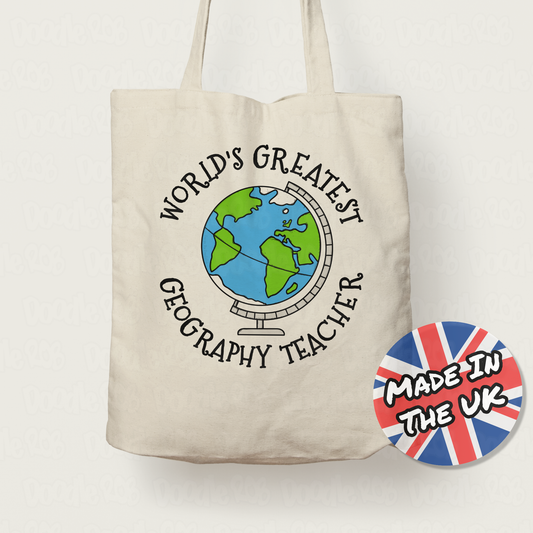 Geography Teacher Tote Bag - World's Greatest Geography Teacher - Funny Teacher Gift