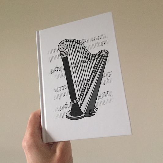 Harp Lined Journal - Harpist Notebook - String Musician Gift