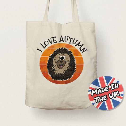 Autumn Hedgehog Tote Bag - I Love Autumn - Gift For Nature Lover